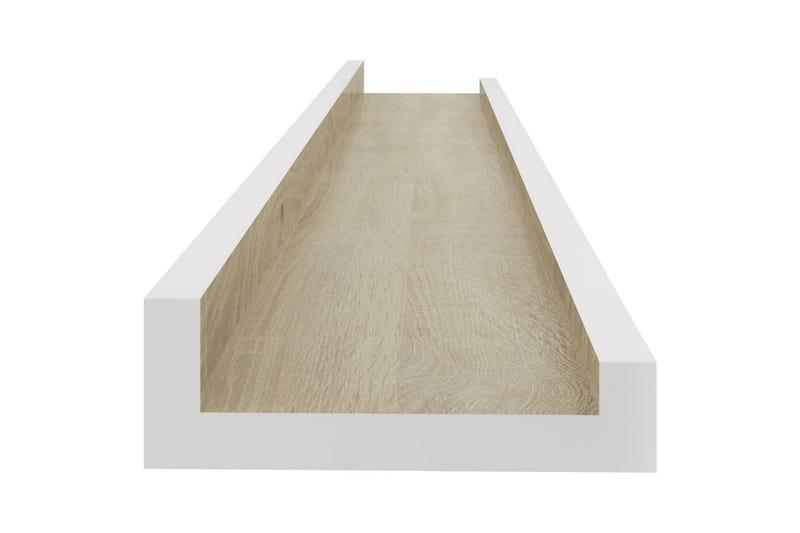 Seinähyllyt 4 kpl valkoinen ja Sonoma-tammi 60x9x3 cm - Valkoinen - Säilytys - Hylly - Seinähylly