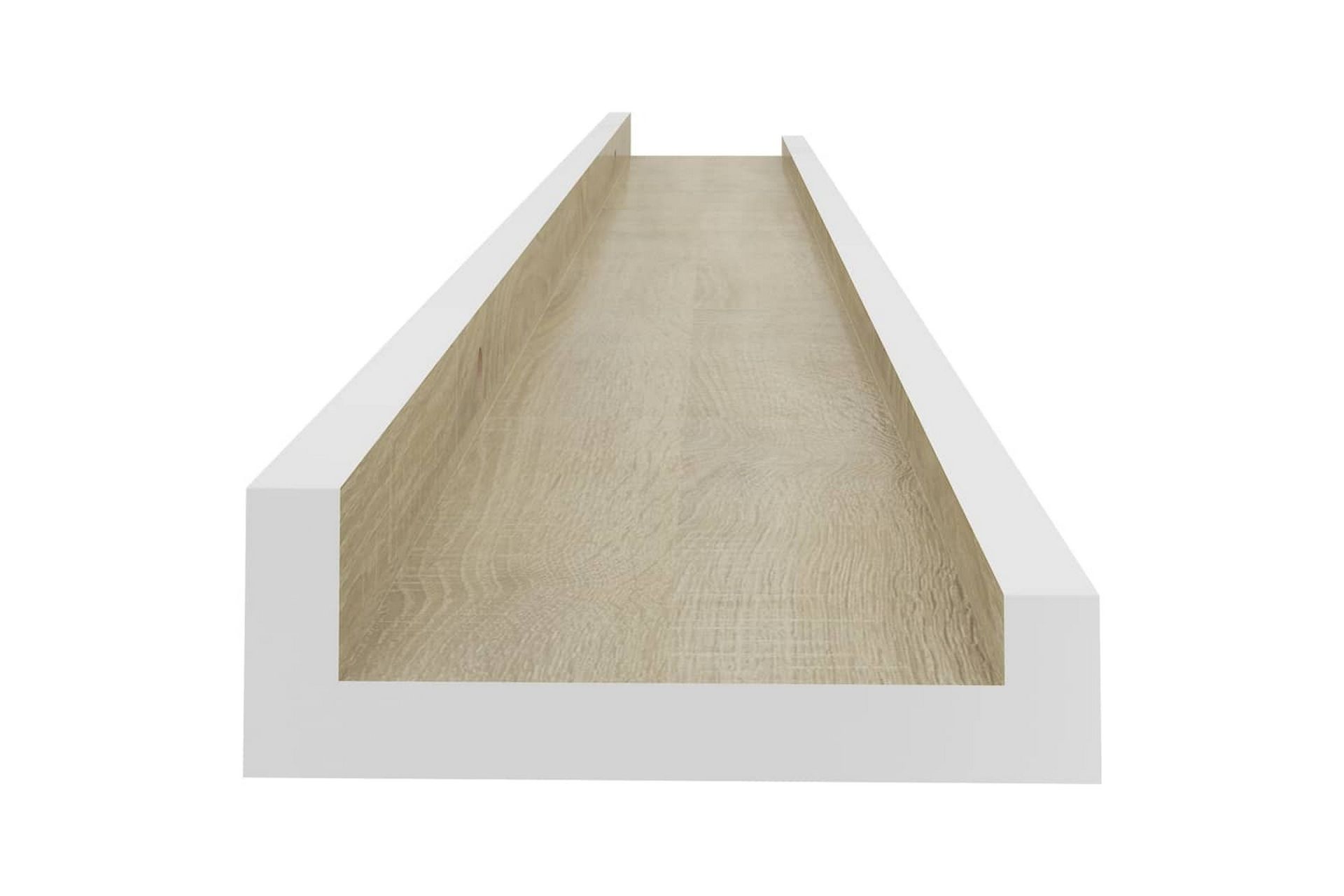 Seinähyllyt 4 kpl valkoinen ja Sonoma-tammi 80x9x3 cm - Valkoinen - Säilytys - Hylly - Seinähylly