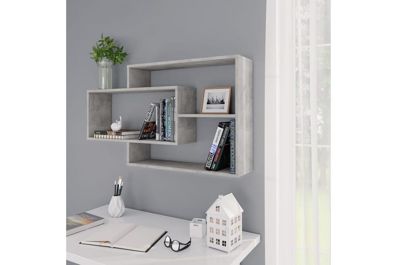 Seinähyllyt betoninharmaa 104x20x60 cm lastulevy - Harmaa - Säilytys - Hylly - Seinähylly