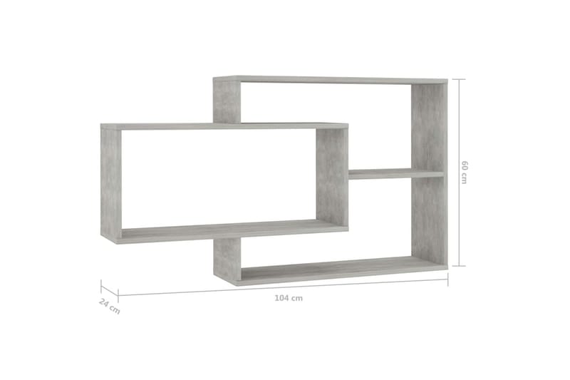 Seinähyllyt betoninharmaa 104x20x60 cm lastulevy - Harmaa - Säilytys - Hylly - Seinähylly