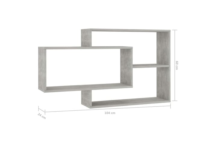 Seinähyllyt betoninharmaa 104x20x60 cm lastulevy - Harmaa - Seinähylly - Keittiöhylly - Hylly