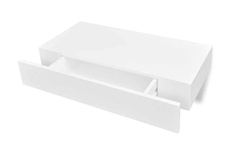 Seinähyllyt laatikoilla 2 kpl piilokiinnitys valkoinen 48 cm - Valkoinen - Säilytys - Hylly - Seinähylly