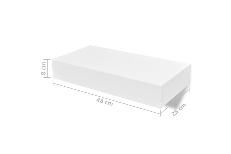 Seinähyllyt laatikoilla 2 kpl piilokiinnitys valkoinen 48 cm - Valkoinen - Säilytys - Hylly - Seinähylly