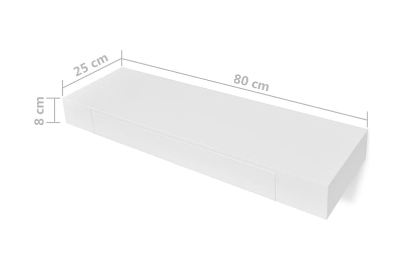 Seinähyllyt laatikoilla 2 kpl piilokiinnitys valkoinen 80 cm - Valkoinen - Säilytys - Hylly - Seinähylly