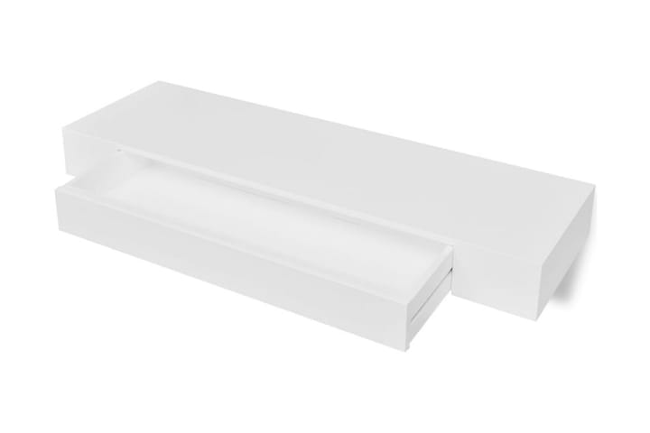 Seinähyllyt laatikoilla 2 kpl piilokiinnitys valkoinen 80 cm - Valkoinen - Seinähylly - Keittiöhylly - Hylly