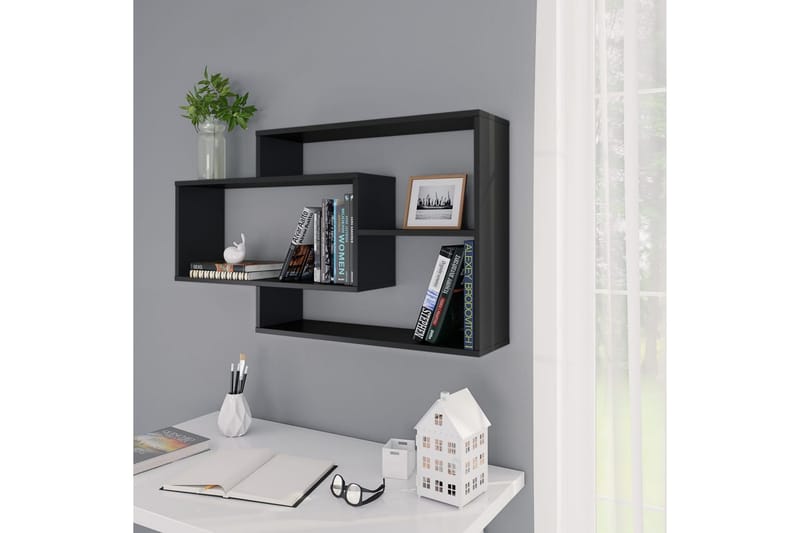 Seinähyllyt musta 104x20x60 cm lastulevy - Musta - Säilytys - Hylly - Seinähylly