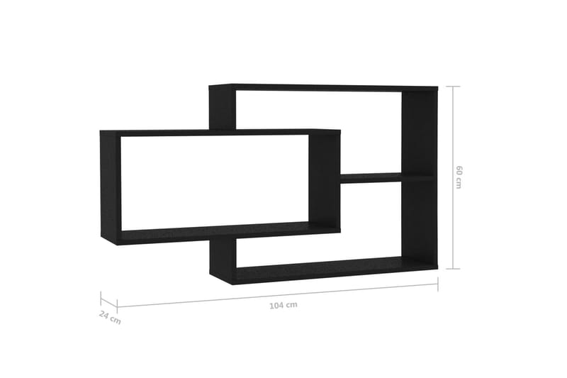 Seinähyllyt musta 104x20x60 cm lastulevy - Musta - Säilytys - Hylly - Seinähylly