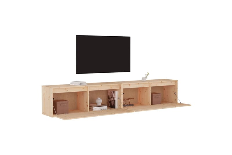 Seinäkaapit 2 kpl 100x30x35 cm täysi mänty - Ruskea - Säilytys - Hylly - Seinähylly