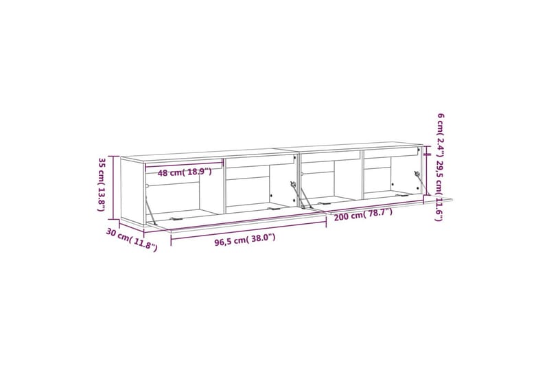 Seinäkaapit 2 kpl 100x30x35 cm täysi mänty - Ruskea - Säilytys - Hylly - Seinähylly