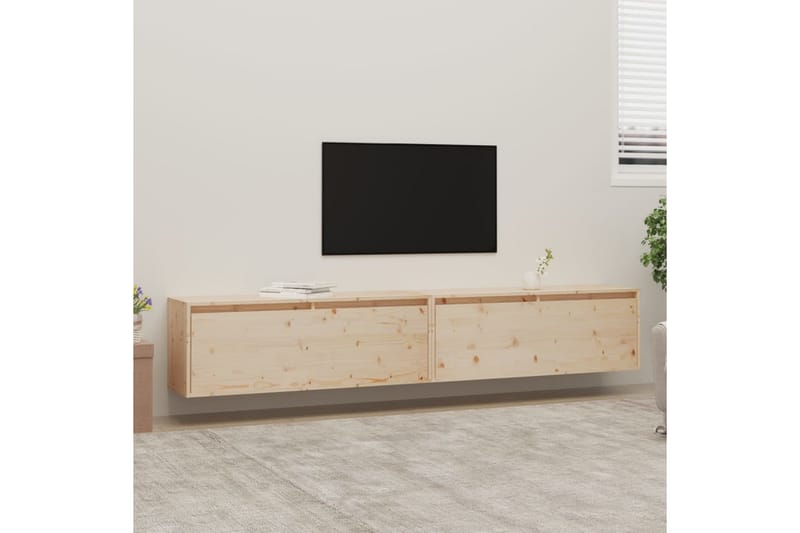 Seinäkaapit 2 kpl 100x30x35 cm täysi mänty - Ruskea - Säilytys - Hylly - Seinähylly