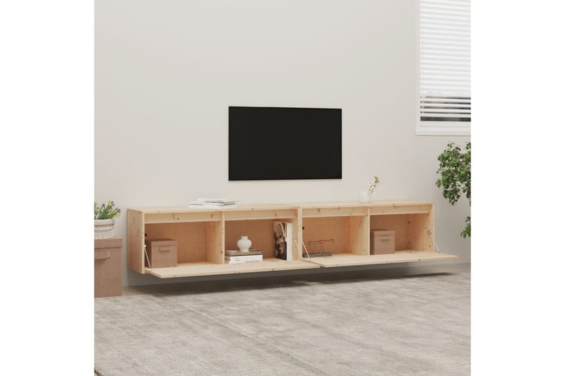Seinäkaapit 2 kpl 100x30x35 cm täysi mänty - Ruskea - Säilytys - Hylly - Seinähylly