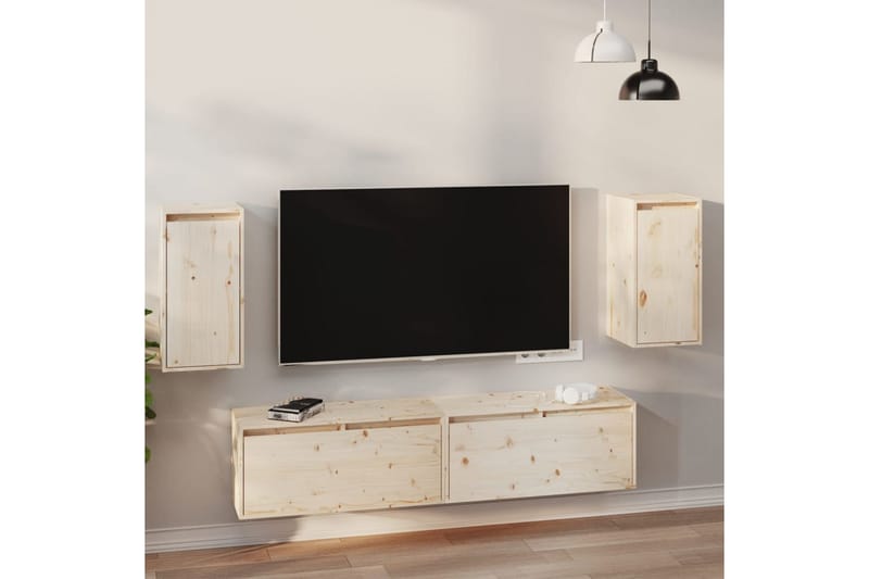 Seinäkaapit 2 kpl 30x30x60 cm täysi mänty - Ruskea - Säilytys - Hylly - Seinähylly