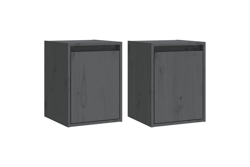 Seinäkaapit 2 kpl harmaa 30x30x40 cm täysi mänty - Harmaa - Säilytys - Hylly - Seinähylly
