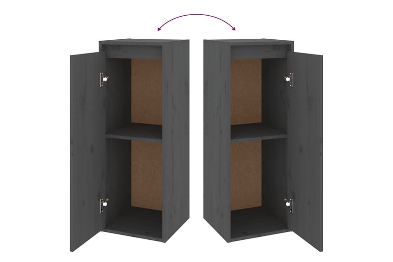 Seinäkaapit 2 kpl harmaa 30x30x80 cm täysi mänty - Harmaa - Säilytys - Hylly - Seinähylly
