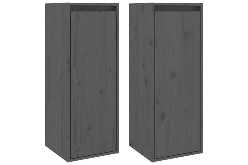 Seinäkaapit 2 kpl harmaa 30x30x80 cm täysi mänty - Harmaa - Säilytys - Hylly - Seinähylly