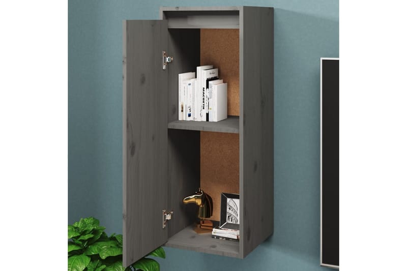 Seinäkaapit 2 kpl harmaa 30x30x80 cm täysi mänty - Harmaa - Säilytys - Hylly - Seinähylly