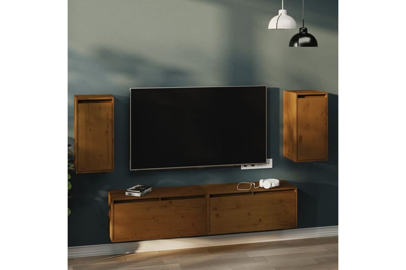 Seinäkaapit 2 kpl hunajanruskea 30x30x60 cm täysi mänty - Ruskea - Säilytys - Hylly - Seinähylly