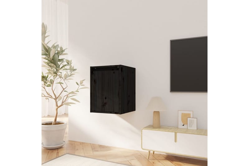 Seinäkaapit 2 kpl musta 30x30x40 cm täysi mänty - Musta - Säilytys - Hylly - Seinähylly