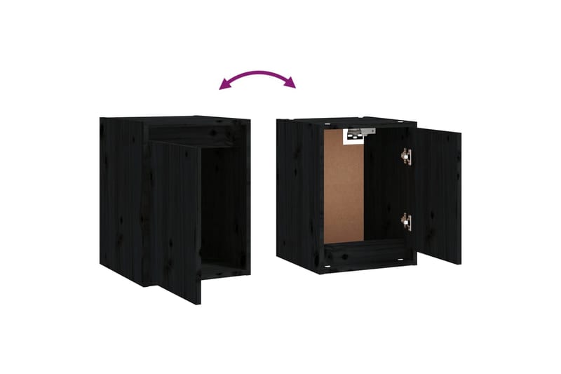 Seinäkaapit 2 kpl musta 30x30x40 cm täysi mänty - Musta - Säilytys - Hylly - Seinähylly