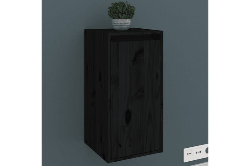 Seinäkaapit 2 kpl musta 30x30x60 cm täysi mänty - Musta - Säilytys - Hylly - Seinähylly
