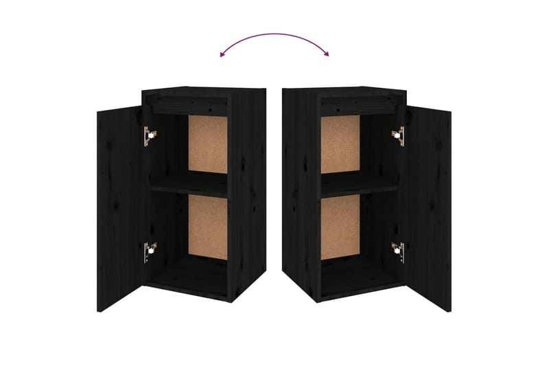Seinäkaapit 2 kpl musta 30x30x60 cm täysi mänty - Musta - Säilytys - Hylly - Seinähylly