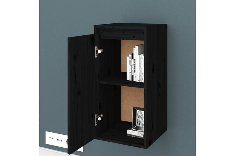 Seinäkaapit 2 kpl musta 30x30x60 cm täysi mänty - Musta - Säilytys - Hylly - Seinähylly
