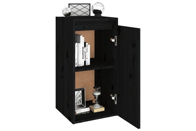 Seinäkaapit 2 kpl musta 30x30x60 cm täysi mänty - Musta - Säilytys - Hylly - Seinähylly