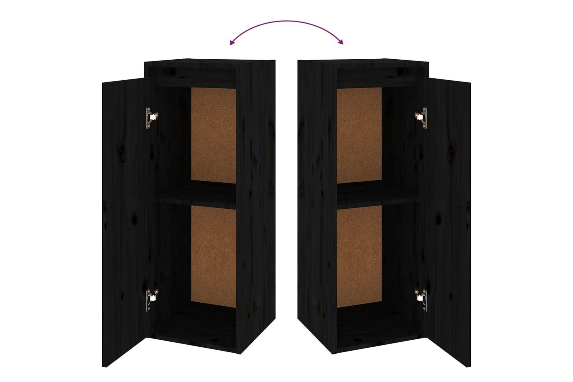 Seinäkaapit 2 kpl musta 30x30x80 cm täysi mänty - Musta - Säilytys - Hylly - Seinähylly