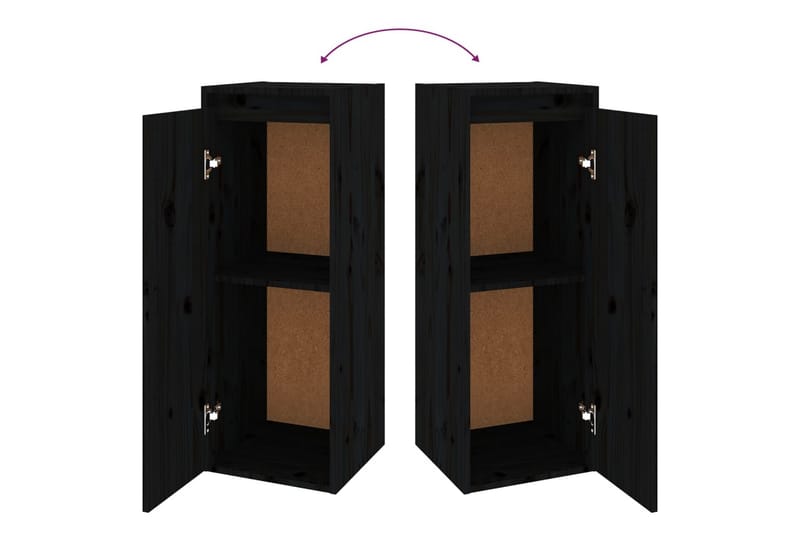 Seinäkaapit 2 kpl musta 30x30x80 cm täysi mänty - Musta - Säilytys - Hylly - Seinähylly