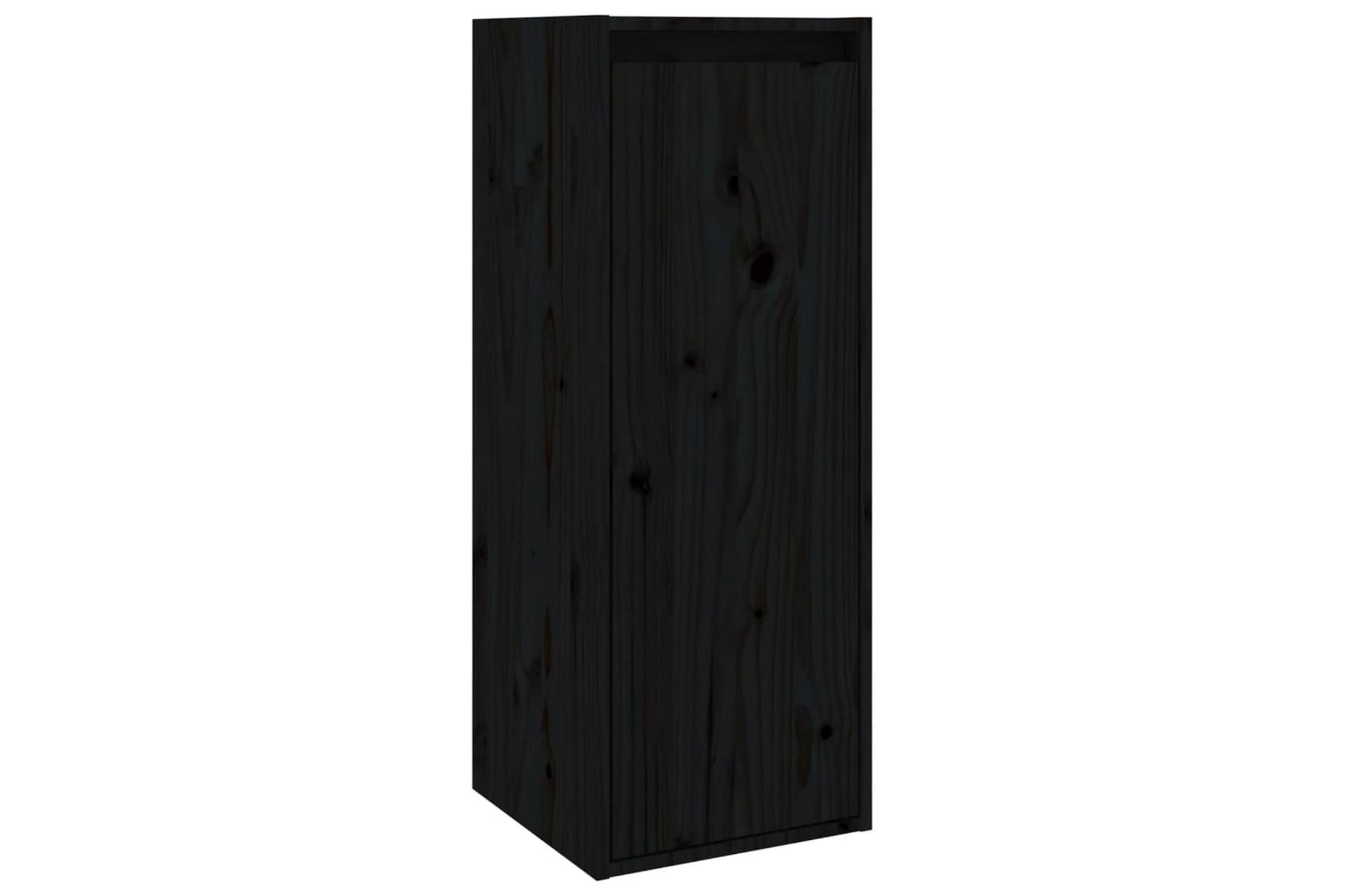 Seinäkaapit 2 kpl musta 30x30x80 cm täysi mänty - Musta - Säilytys - Hylly - Seinähylly