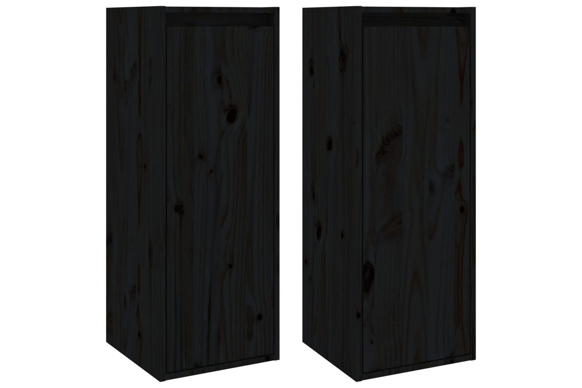 Seinäkaapit 2 kpl musta 30x30x80 cm täysi mänty - Musta - Säilytys - Hylly - Seinähylly