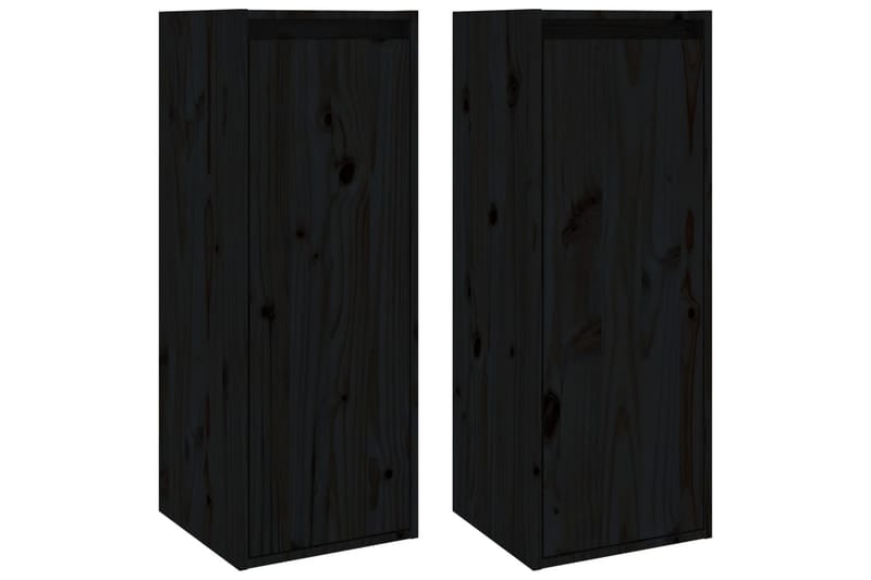 Seinäkaapit 2 kpl musta 30x30x80 cm täysi mänty - Musta - Säilytys - Hylly - Seinähylly