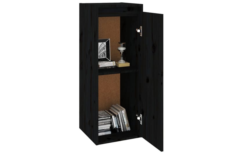 Seinäkaapit 2 kpl musta 30x30x80 cm täysi mänty - Musta - Säilytys - Hylly - Seinähylly