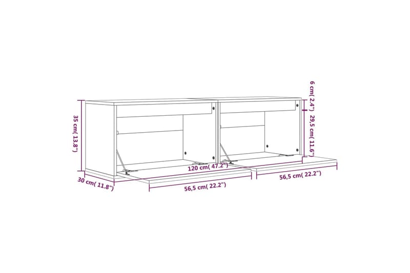 Seinäkaapit 2 kpl musta 60x30x35 cm täysi mänty - Musta - Säilytys - Hylly - Seinähylly