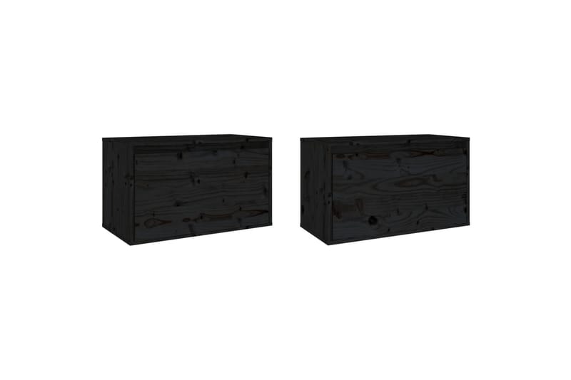 Seinäkaapit 2 kpl musta 60x30x35 cm täysi mänty - Musta - Säilytys - Hylly - Seinähylly