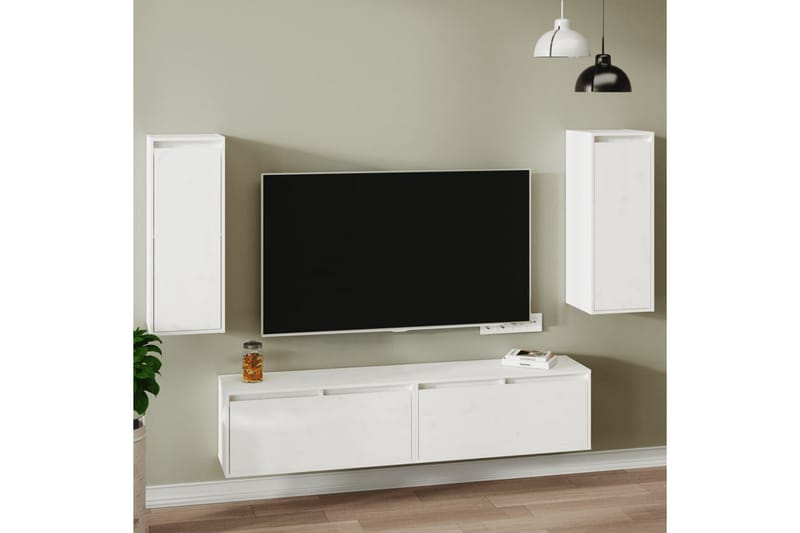 Seinäkaapit 2 kpl valkoinen 30x30x80 cm täysi mänty - Valkoinen - Säilytys - Hylly - Seinähylly