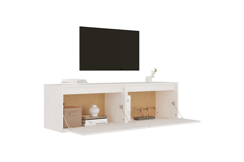 Seinäkaapit 2 kpl valkoinen 60x30x35 cm täysi mänty - Valkoinen - Säilytys - Hylly - Seinähylly