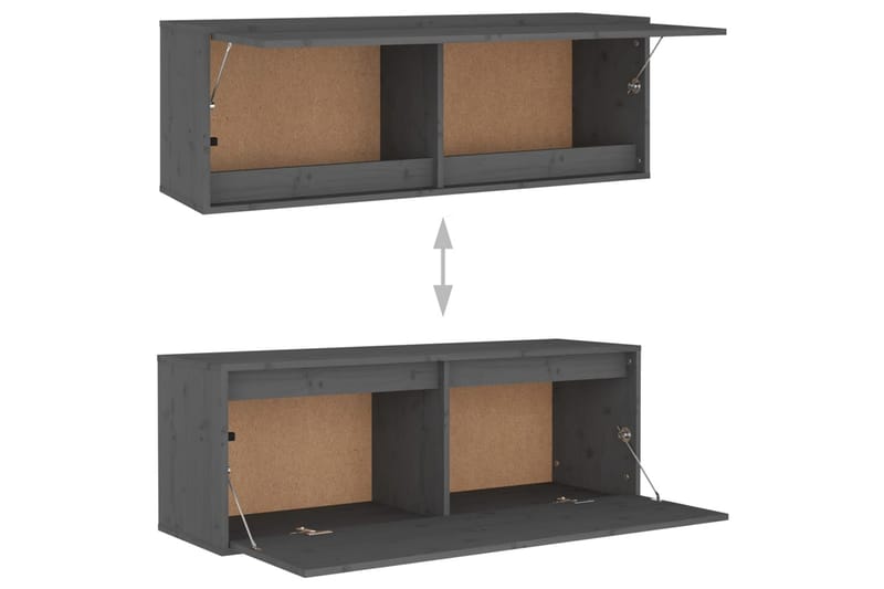 Seinäkaappi harmaa 100x30x35 cm täysi mänty - Harmaa - Säilytys - Hylly - Seinähylly