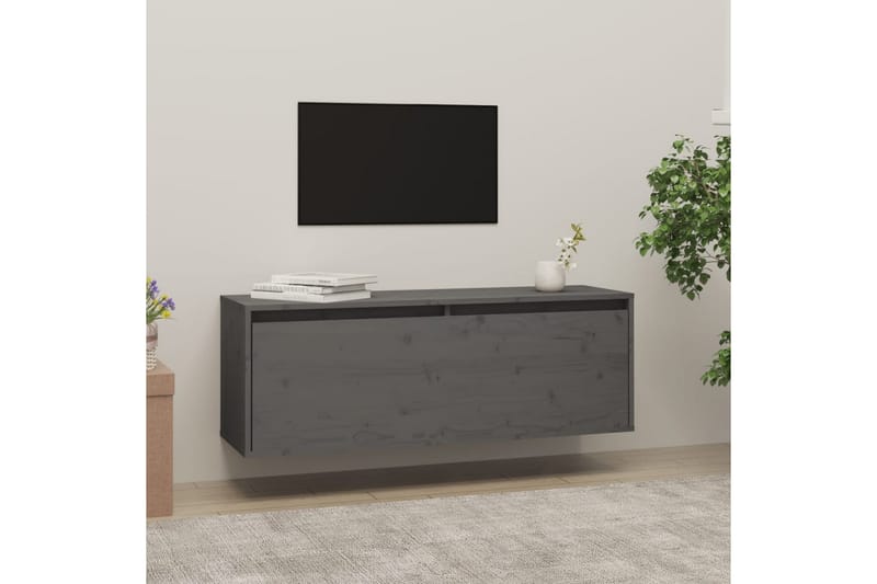 Seinäkaappi harmaa 100x30x35 cm täysi mänty - Harmaa - Säilytys - Hylly - Seinähylly