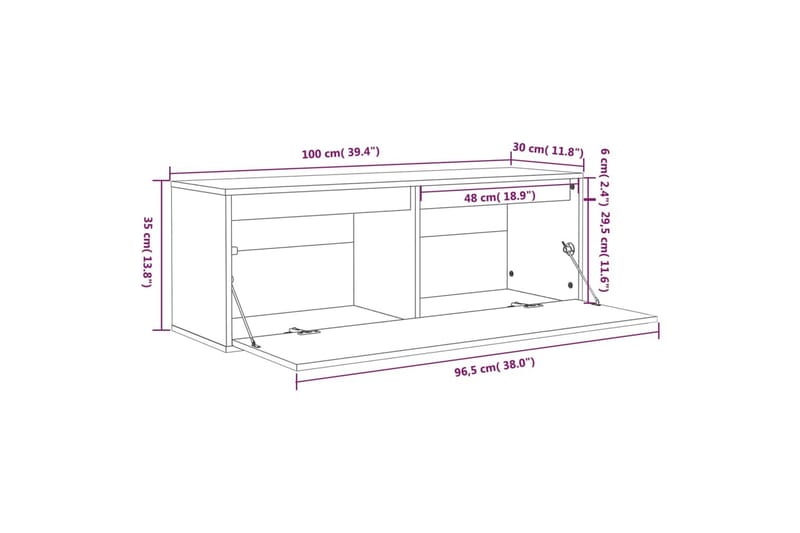 Seinäkaappi hunajanruskea 100x30x35 cm täysi mänty - Ruskea - Säilytys - Hylly - Seinähylly