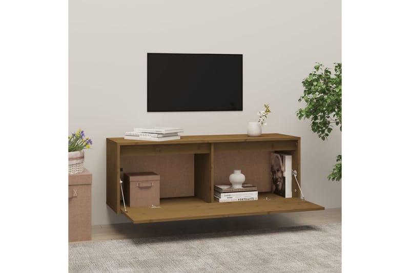 Seinäkaappi hunajanruskea 100x30x35 cm täysi mänty - Ruskea - Säilytys - Hylly - Seinähylly