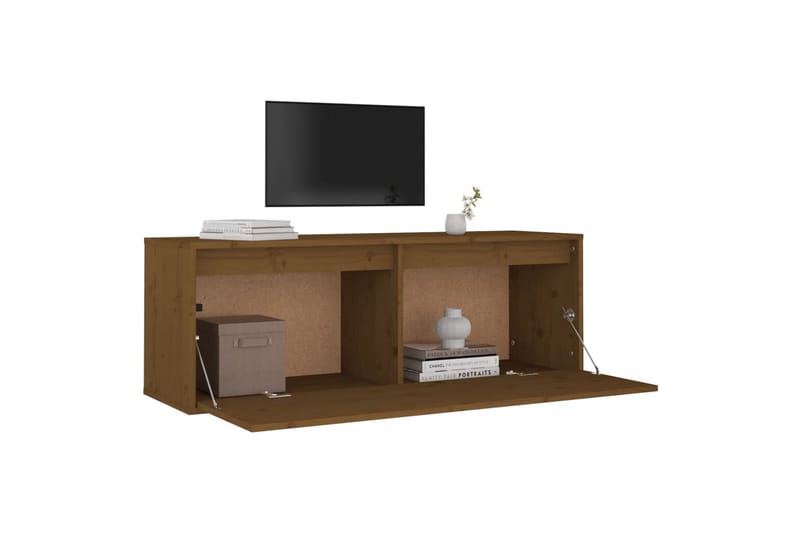 Seinäkaappi hunajanruskea 100x30x35 cm täysi mänty - Ruskea - Säilytys - Hylly - Seinähylly