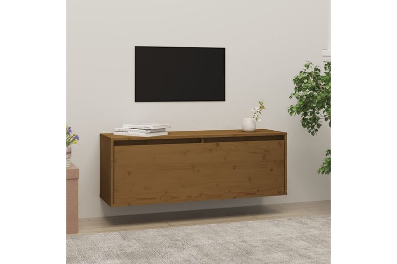 Seinäkaappi hunajanruskea 100x30x35 cm täysi mänty - Ruskea - Säilytys - Hylly - Seinähylly