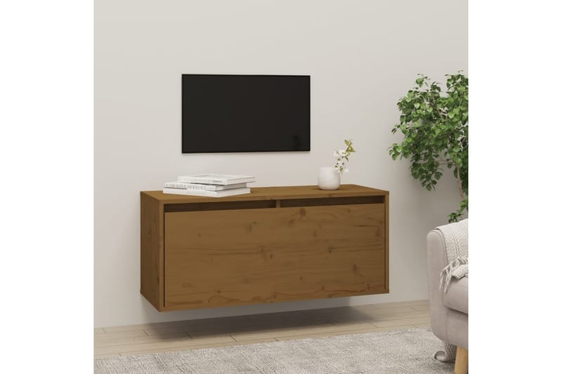 Seinäkaappi hunajanruskea 80x30x35 cm täysi mänty - Ruskea - Säilytys - Hylly - Seinähylly