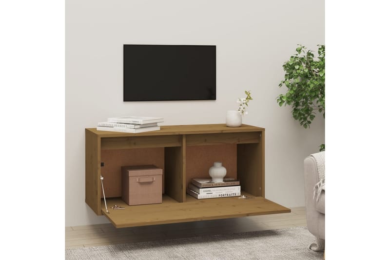 Seinäkaappi hunajanruskea 80x30x35 cm täysi mänty - Ruskea - Säilytys - Hylly - Seinähylly