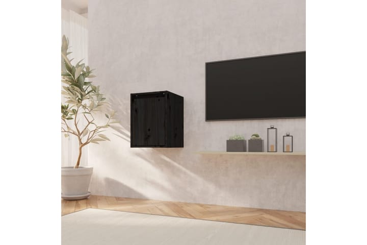 Seinäkaappi musta 30x30x40 cm täysi mänty - Musta - Seinähylly - Keittiöhylly - Hylly