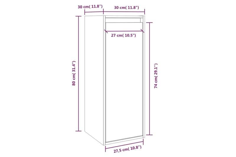 Seinäkaappi musta 30x30x80 cm täysi mänty - Musta - Säilytys - Hylly - Seinähylly
