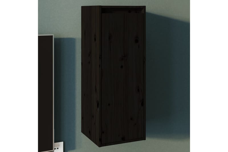 Seinäkaappi musta 30x30x80 cm täysi mänty - Musta - Säilytys - Hylly - Seinähylly