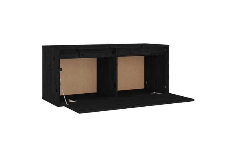 Seinäkaappi musta 80x30x35 cm täysi mänty - Musta - Säilytys - Hylly - Seinähylly