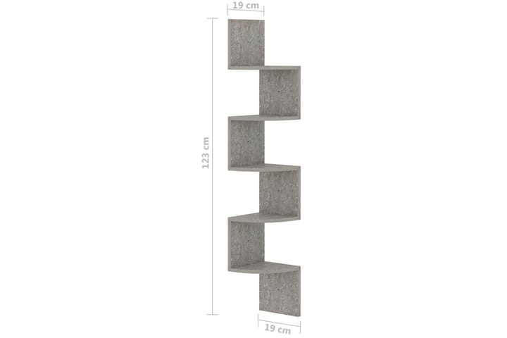 Seinäkulmahylly betoninharmaa 19x19x123 cm lastulevy - Harmaa - Kulmahylly - Keittiöhylly - Hylly